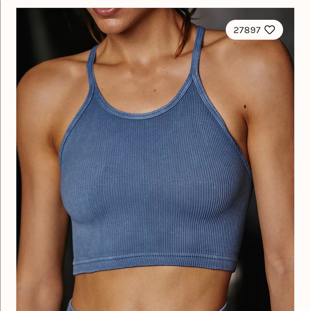 FREE PEOPLE Happiness Runs Crop top navy NEVER WORN Size xs/s